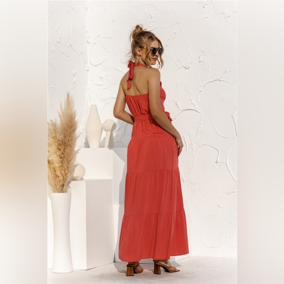 Ticket To Paradise Halter Tiered Maxi Dresses - Picture 3 of 3